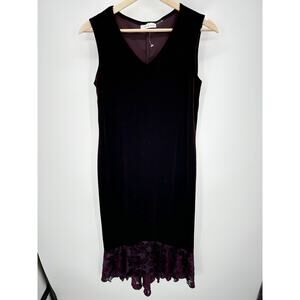 Y2K Purple Maxi Velvet Dress Size M Floral Sleeveless Whimsigoth Dark Grunge